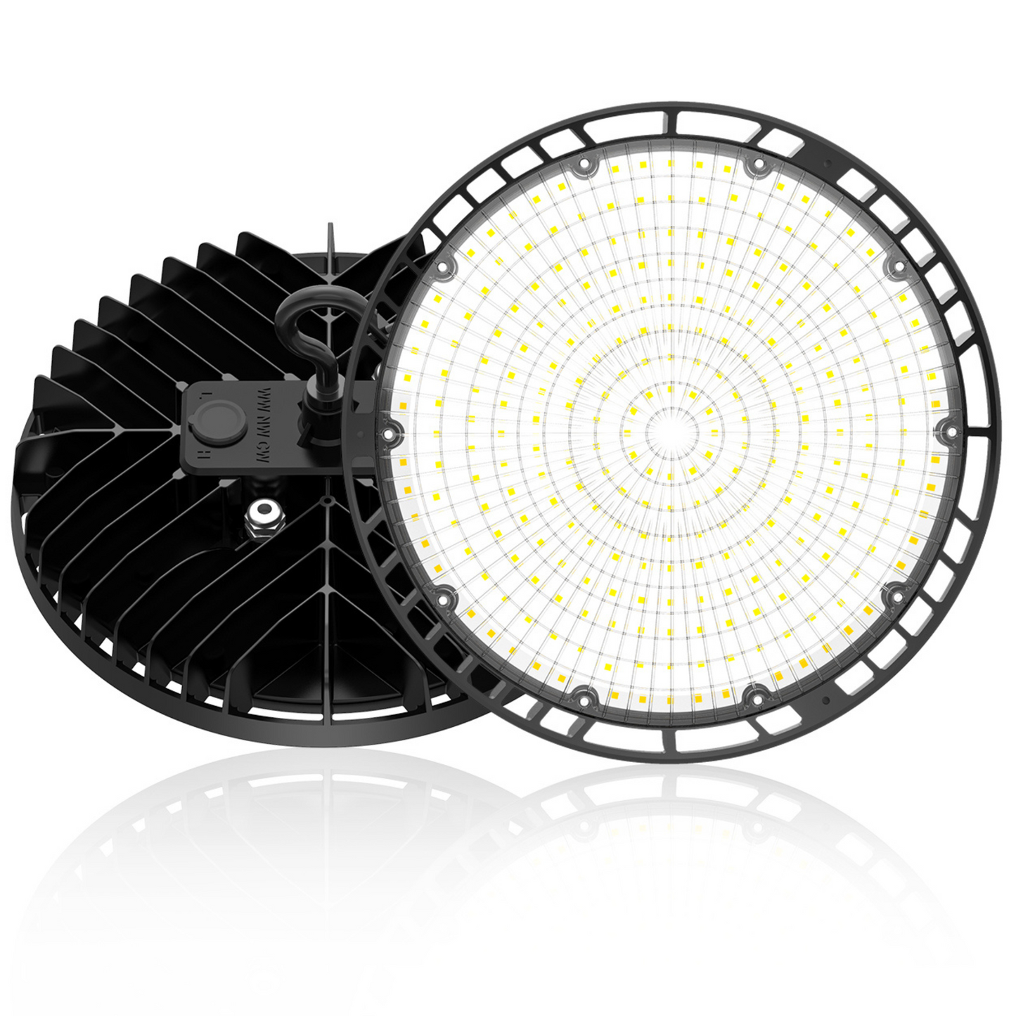 240W/200W/150W Power Adjustable-5000K/4000K/3000K CCT Adjustable-AC 120~277V-140 Lm Per Watts-Round High Bay Light Magic Line-M02