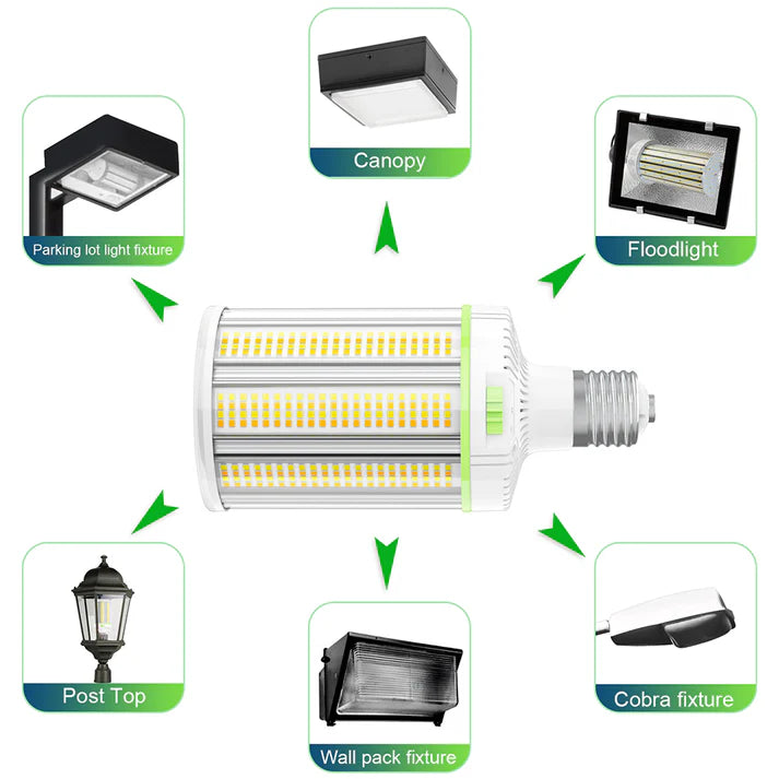 100W/80W/60W Power Adjustable-5000K/4000K/3000K CCT Adjustable-AC 100~277V-Max 15,000 Lm-Corn Light Titanium Line-01